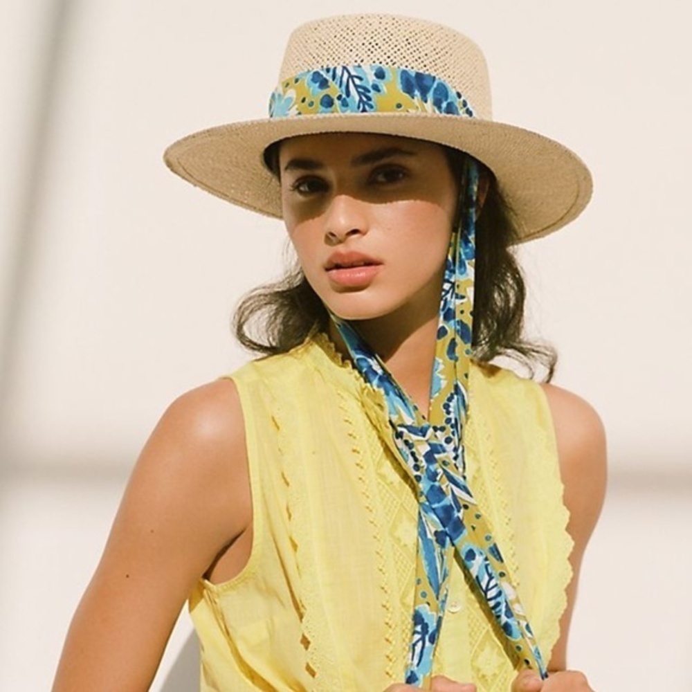Anthropologie  Vera Scarf Trimmed Boater Hat